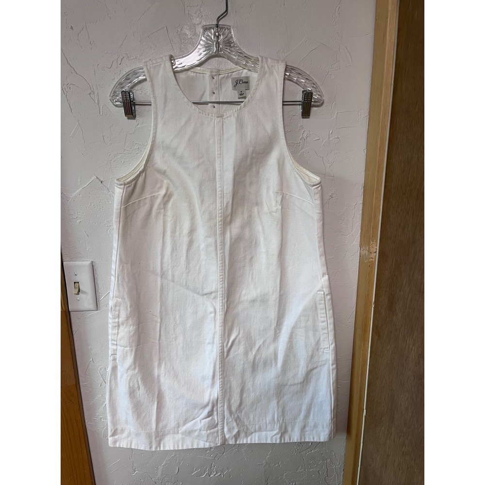 J.Crew White Denim Re-Imagined‎ Shift Dress Sleeveless Button Back Size 8